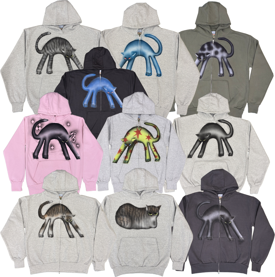 wenpius フーデッドパーカー　ブラック　sサイズ　UKストリート S - Airbrushed Cat Hoodies – Wenpius Store