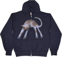 S - Navy Cat Hoodies