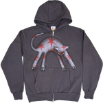 S - Airbrushed Gray Cat Hoodies