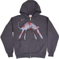 S - Airbrushed Gray Cat Hoodies