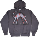 S - Airbrushed Gray Cat Hoodies