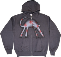 S - Airbrushed Gray Cat Hoodies