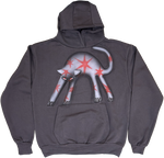 S - Airbrushed Gray Cat Hoodies