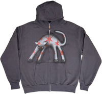 S - Airbrushed Gray Cat Hoodies