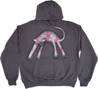 S - Airbrushed Gray Cat Hoodies