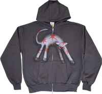 S - Airbrushed Gray Cat Hoodies