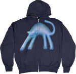 S -  Airbrushed Blue Cat Hoodies