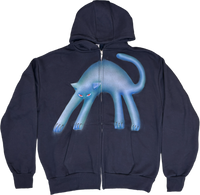 S -  Airbrushed Blue Cat Hoodies