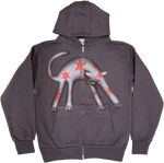 S - Airbrushed Gray Cat Hoodies