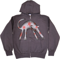 S - Airbrushed Gray Cat Hoodies