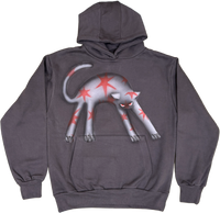 S - Airbrushed Gray Cat Hoodies