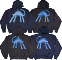 S -  Airbrushed Blue Cat Hoodies
