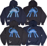 S -  Airbrushed Blue Cat Hoodies